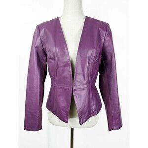 Hal Rubenstein Small Light Purple Leather Blazer Jacket Retro